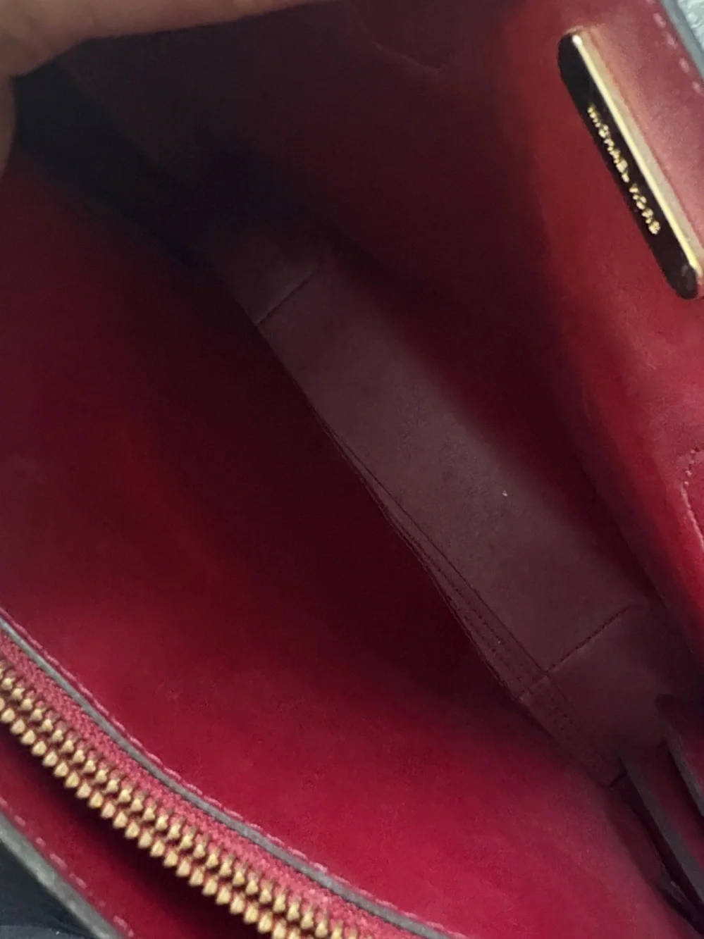 Michael Kors maroon Leather Tote with Gold Accents